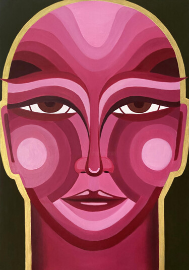 Peinture intitulée "RED HEAD" par Gaia Makh, Œuvre d'art originale, Huile Monté sur Panneau de bois