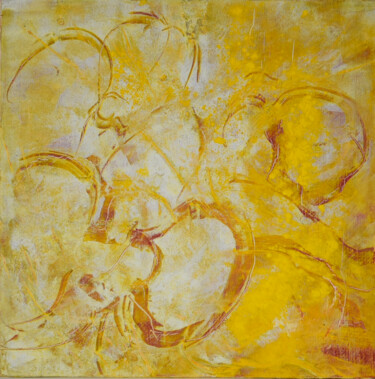 Painting titled "Yellow Orchids #1" by Gaia Starace, Original Artwork, Oil