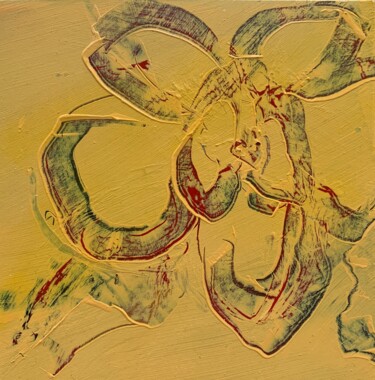 Painting titled "Yellow Orchids #4" by Gaia Starace, Original Artwork, Oil