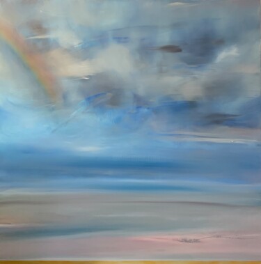 Painting titled "Blush Rainbow" by Gaia Starace, Original Artwork, Oil