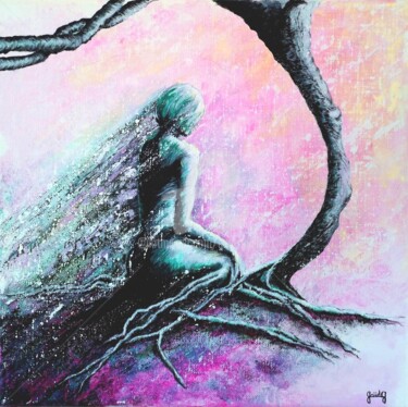 Картина под названием "Meditation" - Gaïdg, Подлинное произведение искусства, Акрил Установлен на Деревянная рама для носилок