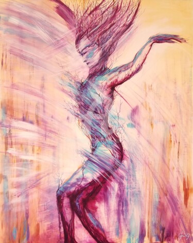 Картина под названием "Mouvement" - Gaïdg, Подлинное произведение искусства, Акрил Установлен на Деревянная рама для носилок