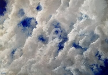 Painting titled "Nuages XXI II" by Gaïdg, Original Artwork, Acrylic Mounted on Wood Stretcher frame