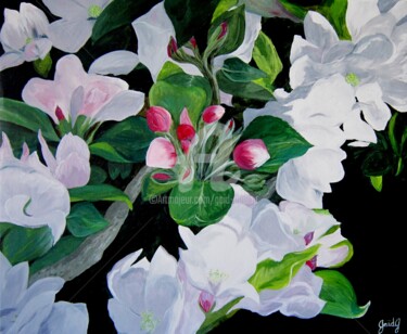 Painting titled "Fleurs de pommier" by Gaïdg, Original Artwork, Acrylic