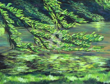 Malerei mit dem Titel "Branche caressante" von Gaïdg, Original-Kunstwerk, Acryl Auf Keilrahmen aus Holz montiert