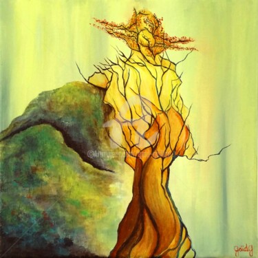 Pintura titulada "Japanese tree 1" por Gaïdg, Obra de arte original, Acrílico Montado en Bastidor de camilla de madera