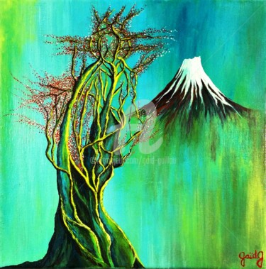 Pittura intitolato "Japanese Tree 2" da Gaïdg, Opera d'arte originale, Acrilico Montato su Telaio per barella in legno