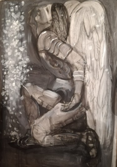 Peinture intitulée "Mon ange gardien. M…" par Elmars Gaigalnieks, Œuvre d'art originale, Huile Monté sur Châssis en bois