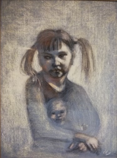 Pintura titulada "Collection portrait…" por Elmars Gaigalnieks, Obra de arte original, Pastel Montado en Cartulina