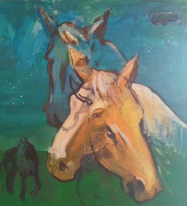 Peinture intitulée "Cheval libre..." par Elmars Gaigalnieks, Œuvre d'art originale, Huile Monté sur Châssis en bois