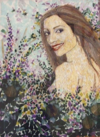 Painting titled "edens nymph" by Gail Collins, Original Artwork, Oil