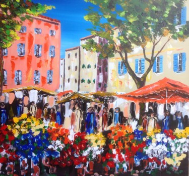 Peinture intitulée "le marché aux fleur…" par Jean-Louis Gaillard, Œuvre d'art originale, Acrylique