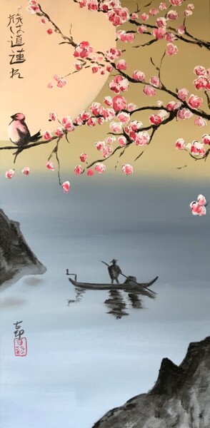 Peinture intitulée "fleurs de cerisier" par Jean-Louis Gaillard, Œuvre d'art originale, Acrylique