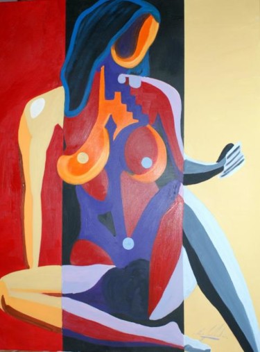Peinture intitulée "arlequine" par Jean-Louis Gaillard, Œuvre d'art originale, Huile
