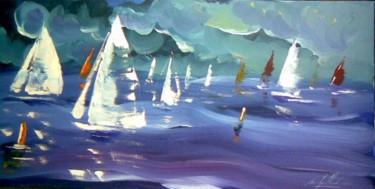 Peinture intitulée "tempête en mer" par Jean-Louis Gaillard, Œuvre d'art originale, Acrylique Monté sur Châssis en bois