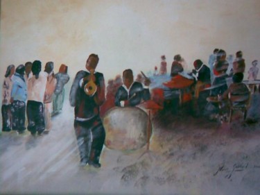 Painting titled "Jazz trompette et f…" by Jean-Louis Gaillard, Original Artwork, Acrylic Mounted on Wood Stretcher frame