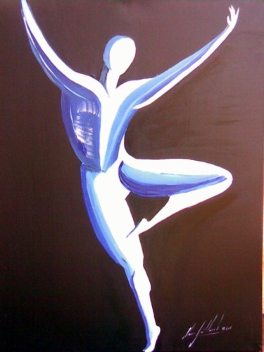 Painting titled "Blue Dancer" by Jean-Louis Gaillard, Original Artwork, Acrylic Mounted on Wood Stretcher frame