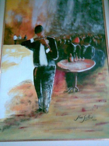 Painting titled "Violonniste" by Jean-Louis Gaillard, Original Artwork, Acrylic Mounted on Wood Stretcher frame
