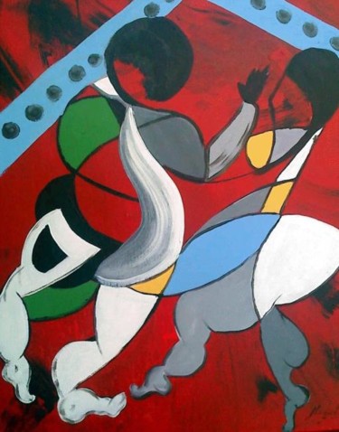 Painting titled "Danseurs" by Jean-Louis Gaillard, Original Artwork, Acrylic Mounted on Wood Stretcher frame