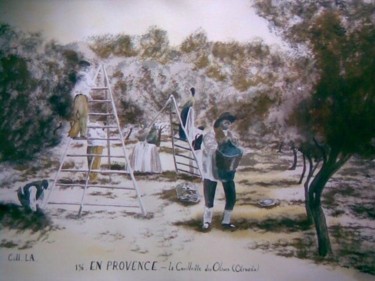 Schilderij getiteld "l'olivadou" door Jean-Louis Gaillard, Origineel Kunstwerk, Inkt