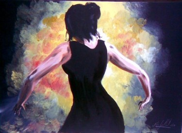 Malarstwo zatytułowany „Flamenco” autorstwa Jean-Louis Gaillard, Oryginalna praca, Akryl Zamontowany na Drewniana rama noszy