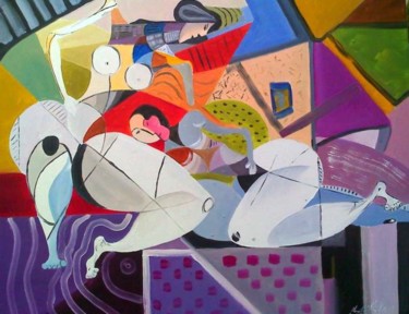 Картина под названием "chaos" - Jean-Louis Gaillard, Подлинное произведение искусства, Масло Установлен на Деревянная рама д…