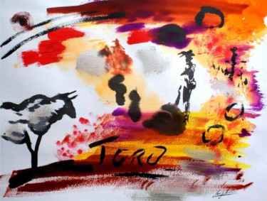 Painting titled "Olé Toro" by Jean-Louis Gaillard, Original Artwork, Watercolor