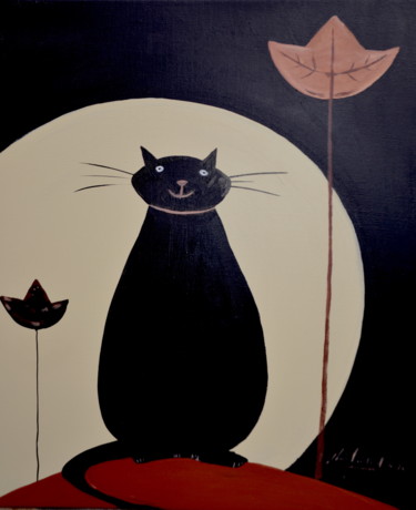 Peinture intitulée "chat-pelle." par Jean-Louis Gaillard, Œuvre d'art originale, Acrylique