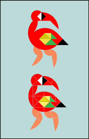 Digital Arts titled "Color Bird" by Gai Yu, Original Artwork, Jewelry