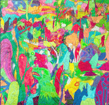 Peinture intitulée ""Garden of Eden. Da…" par Gala Reya, Œuvre d'art originale, Acrylique
