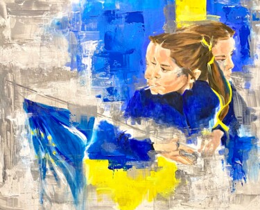 Malerei mit dem Titel "Infodemic" von Galah Viviana, Original-Kunstwerk, Öl Auf Holzplatte montiert
