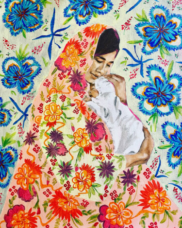 绘画 标题为“Maternity” 由Galah Viviana, 原创艺术品, 油 安装在木板上