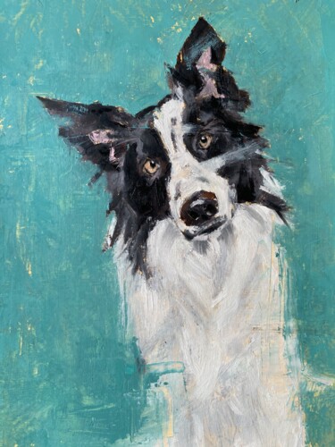 Pintura intitulada "Collie" por Galah Viviana, Obras de arte originais, Óleo Montado em Painel de madeira