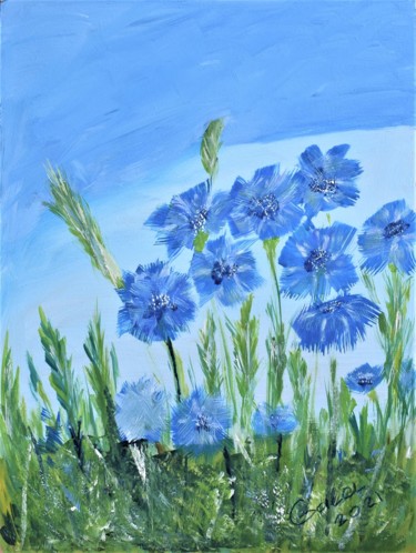 Pintura titulada "Flower meadow" por Galina Zulkarniaeva, Obra de arte original, Acrílico