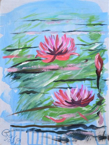 Painting titled "lotus" by Galina Zulkarniaeva, Original Artwork, Acrylic