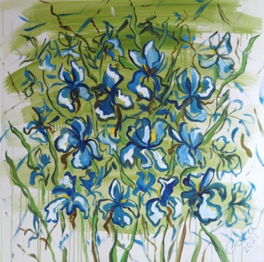 Pintura intitulada "Flowers of the Gree…" por Galina Zulkarniaeva, Obras de arte originais, Acrílico
