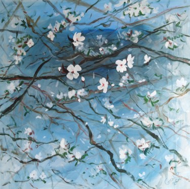 Painting titled "Spring garden" by Galina Zulkarniaeva, Original Artwork, Acrylic