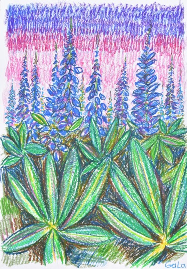 Dessin intitulée "Herbs" par Galina Zulkarniaeva, Œuvre d'art originale, Pastel