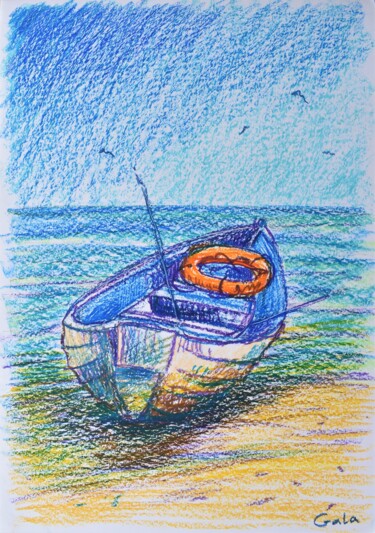 Tekening getiteld "sea shore" door Galina Zulkarniaeva, Origineel Kunstwerk, Pastel