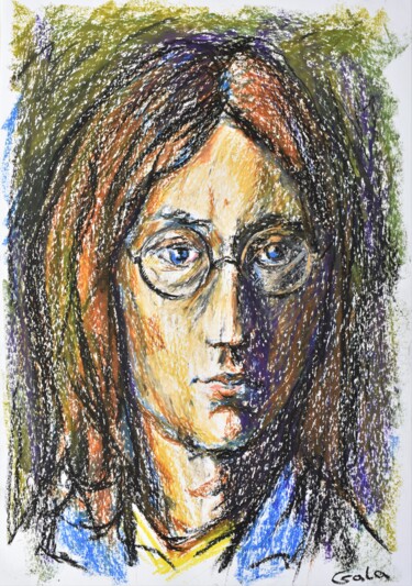 Schilderij getiteld "Young John Lennon" door Galina Zulkarniaeva, Origineel Kunstwerk, Pastel