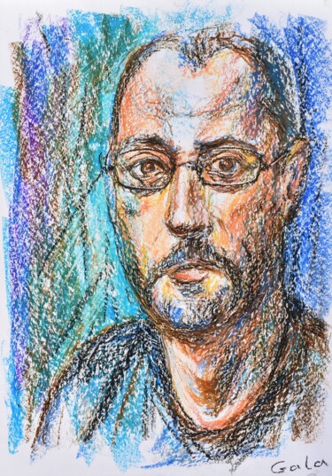 Painting titled "Jean Reno" by Galina Zulkarniaeva, Original Artwork, Pastel