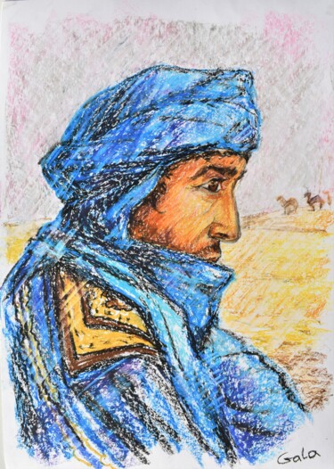 Schilderij getiteld "Tuareg" door Galina Zulkarniaeva, Origineel Kunstwerk, Pastel