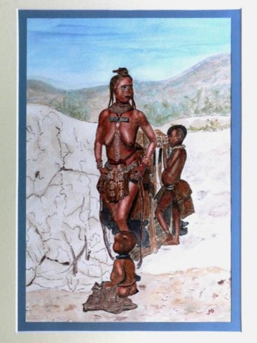 Peinture intitulée "Femme et enfants Na…" par Jeangal, Œuvre d'art originale