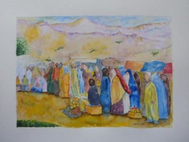 Peinture intitulée "Marché Marocain" par Jeangal, Œuvre d'art originale