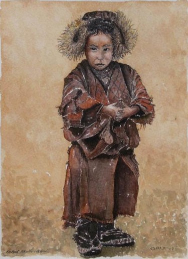 Peinture intitulée "Enfant bothia (Népa…" par Jeangal, Œuvre d'art originale