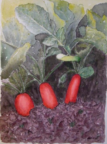 Peinture intitulée "Les radis" par Jeangal, Œuvre d'art originale