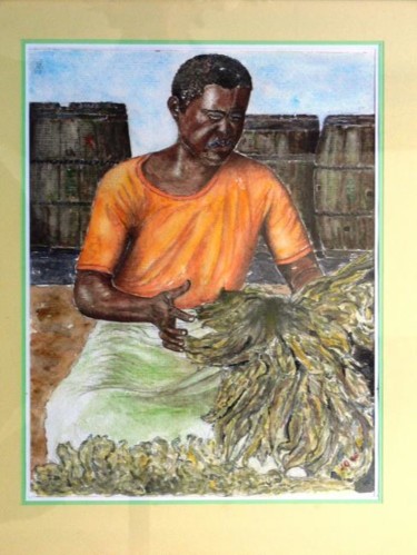 Peinture intitulée "Trieur de tabac" par Jeangal, Œuvre d'art originale