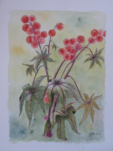Peinture intitulée "Fleurs de ricin" par Jeangal, Œuvre d'art originale