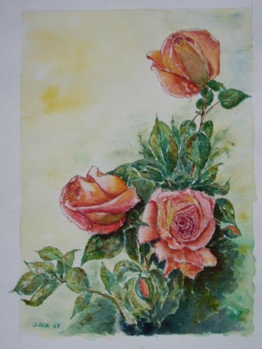 Peinture intitulée "Roses2" par Jeangal, Œuvre d'art originale