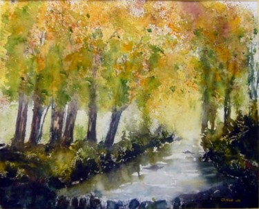 Peinture intitulée "Ruisseau d'automne" par Jeangal, Œuvre d'art originale